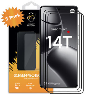 3-Pack Xiaomi 14T Screenprotectors - MobyDefend Screensavers Met Zwarte Randen - Gehard Glas 