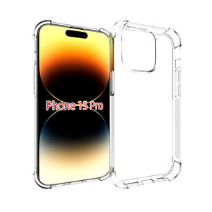 iPhone 15 Pro Hoesje - MobyDefend Transparante Shockproof TPU Backcover - Verstevigde Hoeken - Volledig Doorzichtig