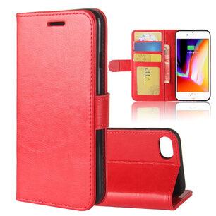 Apple iPhone SE (2020/2022) / iPhone 7 / iPhone 8 Hoesje - MobyDefend Wallet Book Case (Sluiting Achterkant) - Rood