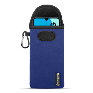 Hoesje voor Samsung Galaxy A16 5G - MobyDefend Neopreen Pouch Met Karabijnhaak - Insteekhoesje - Riemlus Hoesje - Blauw