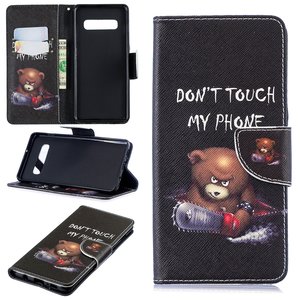 Moeras Peave Woedend Samsung Galaxy S10 hoesje, 3-in-1 bookcase met print, beer, don't touch my  phone